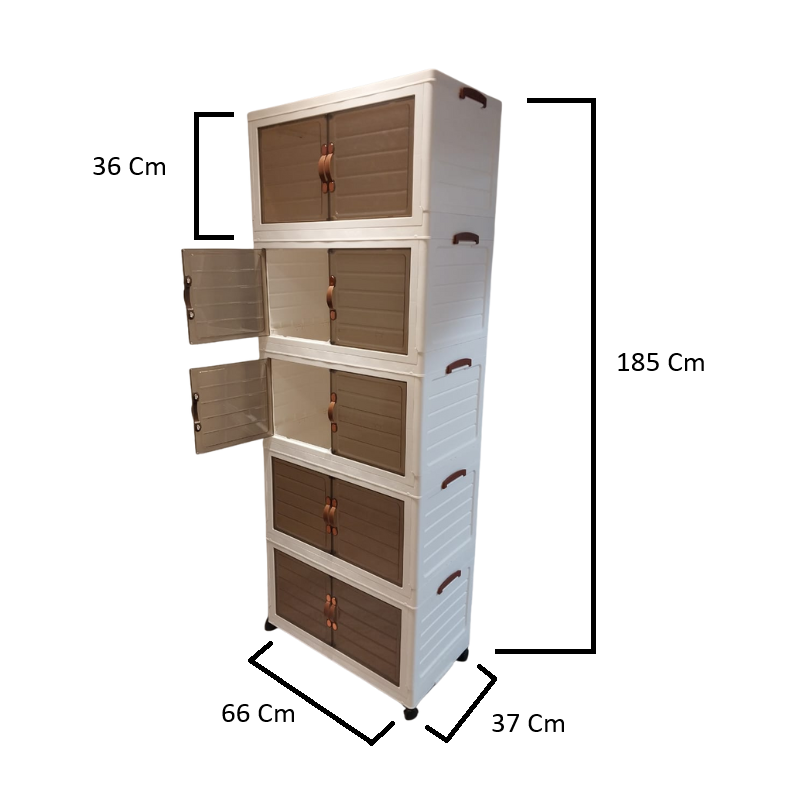 Contenedor blanco 5 modulos doble puerta organizador blanco traslucido