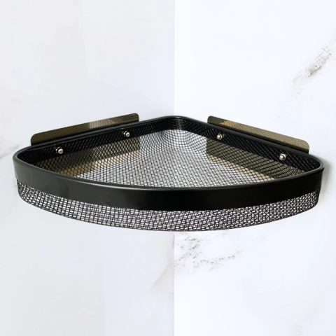 Organizador De Baño Estante Esquinero Autoadhesivo Moderno Negro y Blanco