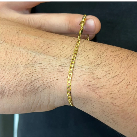 PULSEIRA PITBULL BANHADA A OURO FECHO CONVENCIONAL (3M- 18K 15G)