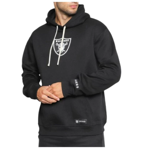 Imagem do Blusa Moletom Masculina NFL Raiders Peluciada Preta - NF26