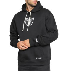 Blusa Moletom Masculina NFL Raiders Peluciada Preta - NF26