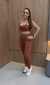 Conjunto com calça liso em Poliamida decote costas - loja online
