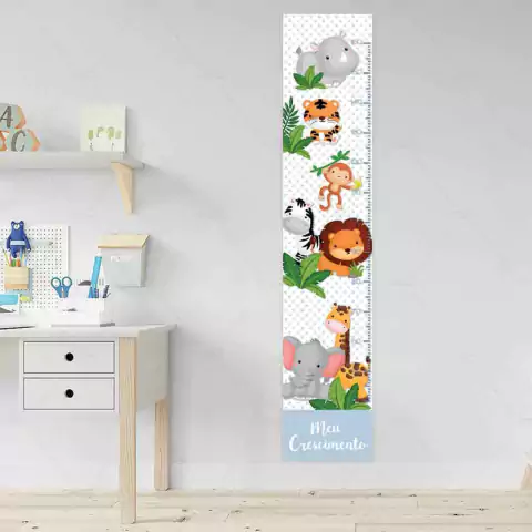 Regua de Crescimento Adesivo Animais Zoo Safari