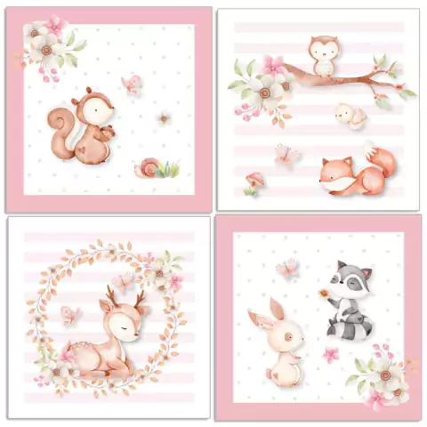 4 Placas Decorativas MDF Bosque Encantado