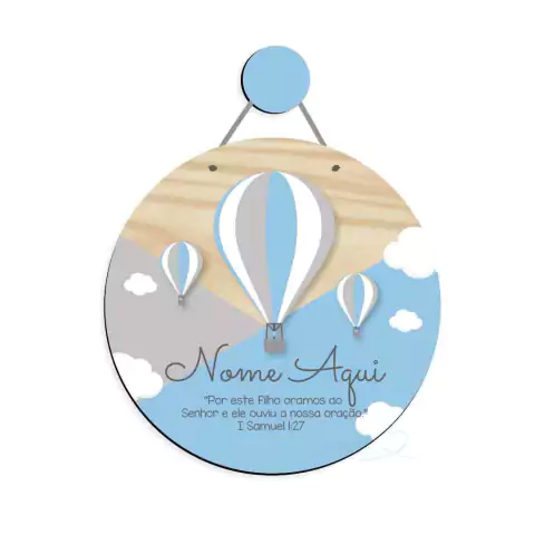 Balões e Nuvens com Salmo Enfeite de Porta MDF