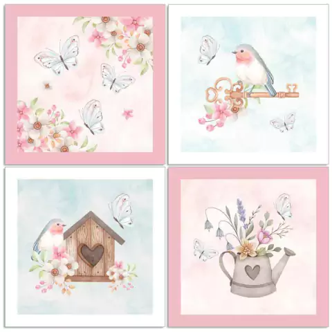 4 Placas Decorativas MDF Jardim Secreto