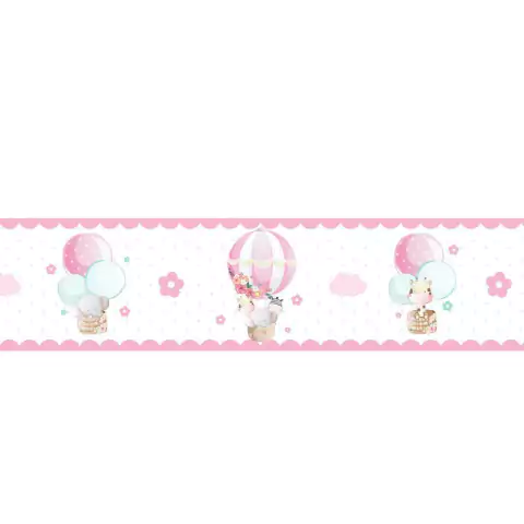 2 Faixas Adesivas de Parede Safari Aquarela Balao Nuvens Rosa - comprar online