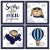 Combo TOP Urso Aviador Azul Marinho - Mamãe Decoração - Decoração Infantil, Adesivos, Enfeite de Porta e Papeis de Parede.