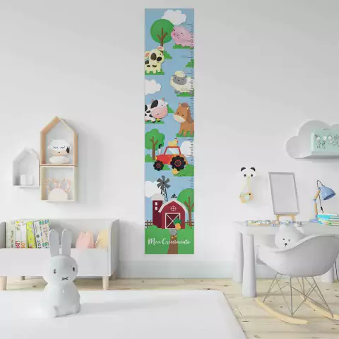 Regua de Crescimento Adesivo Animais Fazendinha - comprar online