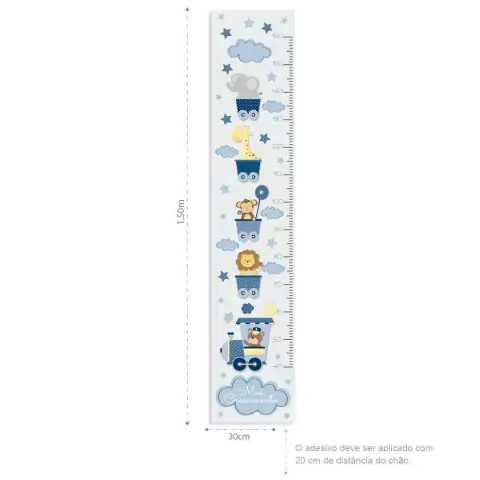 Regua de Crescimento Adesivo Trenzinho Animais Safari - Mamãe Decoração - Decoração Infantil, Adesivos, Enfeite de Porta e Papeis de Parede.