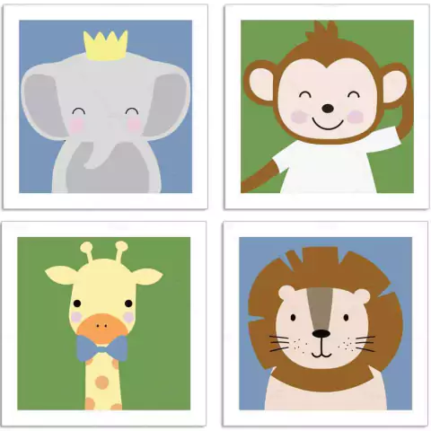 4 Placas Decorativas MDF Safari Escandinavo