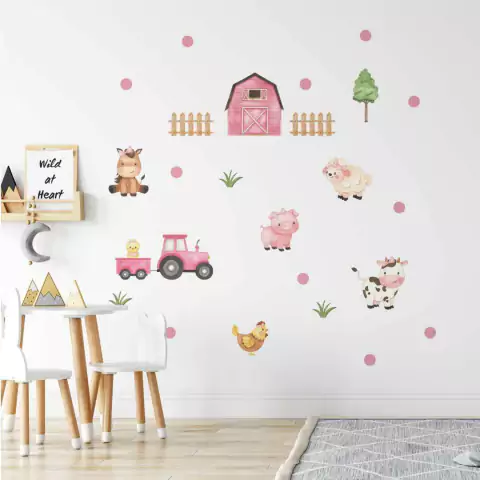 Adesivos De Parede Fazendinha Aquarelada Rosa