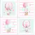 4 Placas Decorativas MDF Safari Aquarela Balao Nuvens Rosa