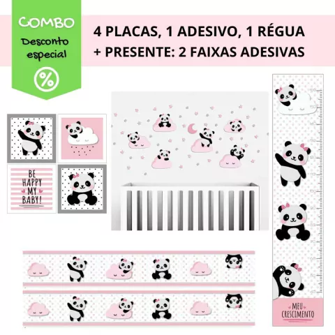 Combo Ursinha Panda Rosa