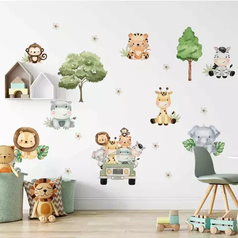 Adesivos Grandes De Parede Safari Jipe Aquarela - comprar online