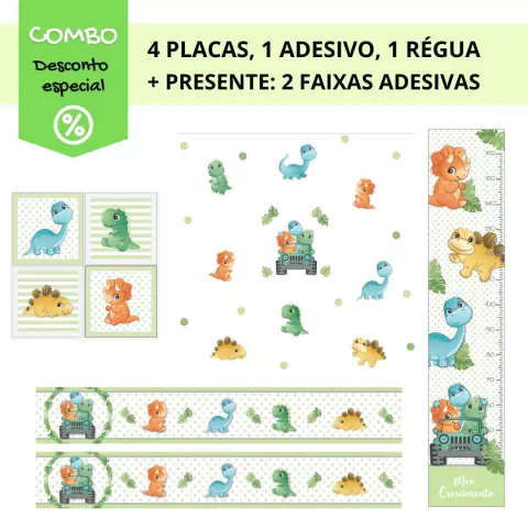 Combo Dinossauros Aquarela Verde