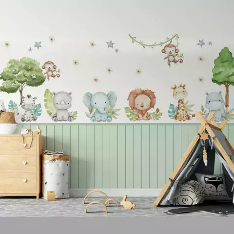 Kit Painel Decorativo Safari Baby Aquarelado - comprar online