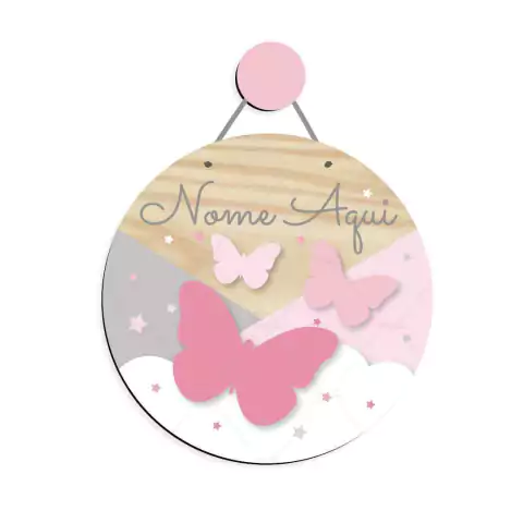 Borboletas Enfeite de Porta MDF com Nome Personalizado