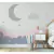 Papel de Parede Céu Estrelado com Lua Crescente e Nuvens Rosa