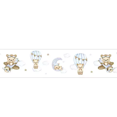 2 Faixas Adesivas De Parede Ursinho E Balão