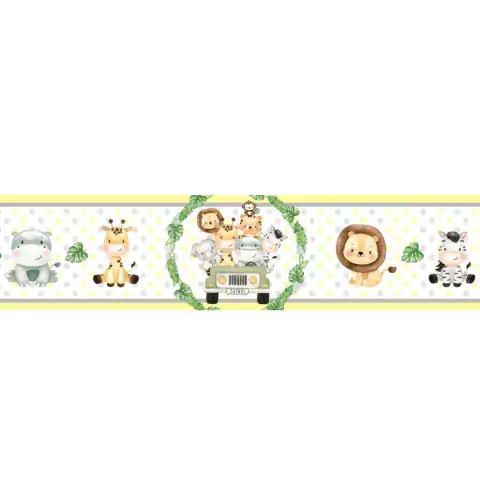 2 Faixas Adesivas De Parede Safari Jipe Aquarela