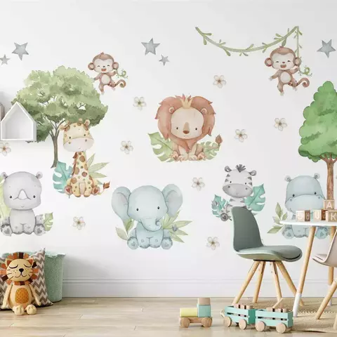 Adesivos Grandes De Parede Safari Baby Aquarelado - comprar online