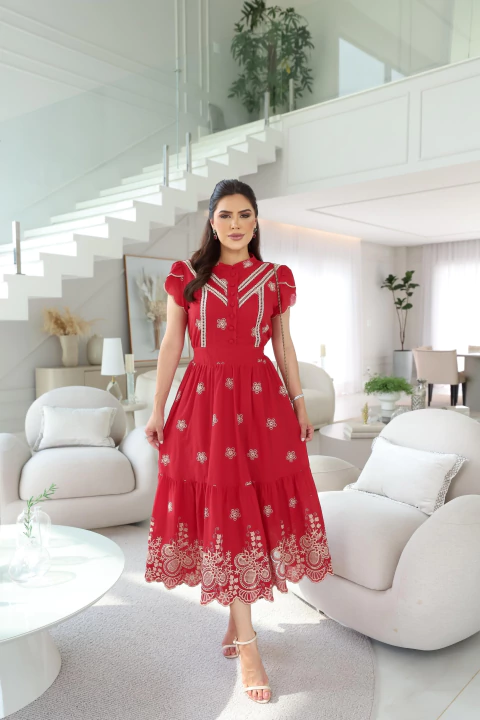 Vestido de Algodão Bordado - comprar online