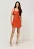 VESTIDO CURTO DECOTE RETO EM ALGODÃO COM LINHO - LARANJA