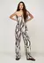 Calça Reta Cintura Alta Em Viscose Flamê Branco e Vinho - Estampada ZQ2C1AEN