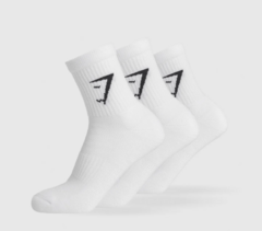 GYMSHARK Crew Socks 3PK White - M