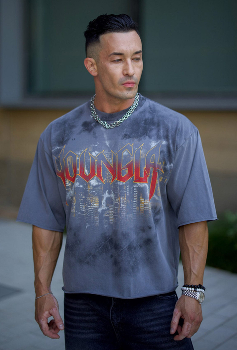 YOUNGLA 4181 Dark Night Tee Grey Wash - comprar en línea
