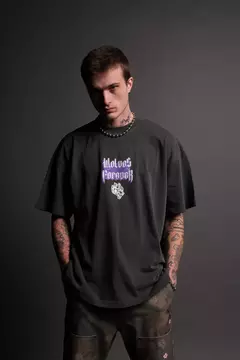 NUESTRO CORAZÓN "PREMIUM" OVERSIZED TEE IN WOLF GRAY en internet