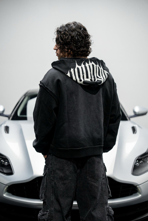 5024 - Deconstructed Terry Hoodies Black Wash - comprar en línea