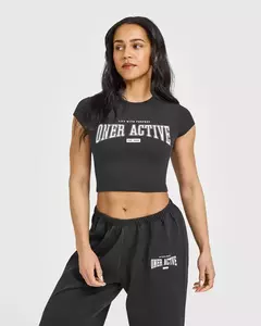 Cotton Baby T-Shirt with Athletic Graphic Soft Black - comprar en línea