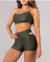 Top com Alças Reguláveis e Tiras nas Costas -Verde Militar/Bege - IC FIT - Suplementos e Moda Fitness com Entrega para Todo o Brasil