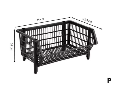 Cesto Plástico Empilhável Pequeno - Preto 43Lx35P