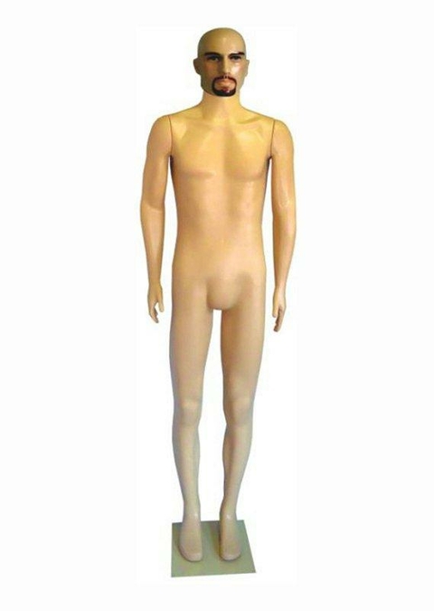 Manequim Plástico R.2429 Masculino Bege Com Cabeça Barba