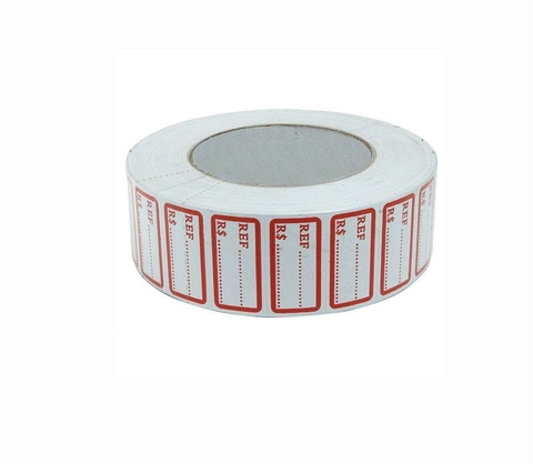 Etiqueta Referência R$ Tarja Vermelha Rolo - 25 mm x 17 mm - 1000 Unid