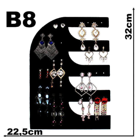 Expositor Veludo para Brinco Argola Furadinho Cor Preto