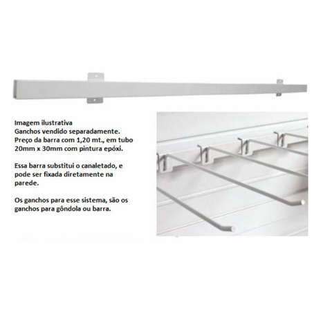 Regua Fixa Parede 100 cm Tubo 20 x 30 Branco
