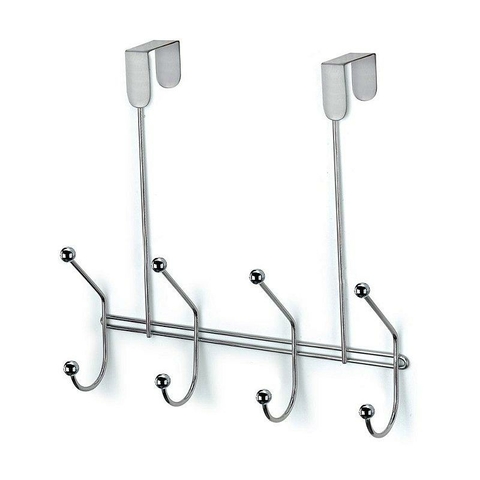 Suporte Eclipse Cromado 4 Ganchos Duplos Para Porta