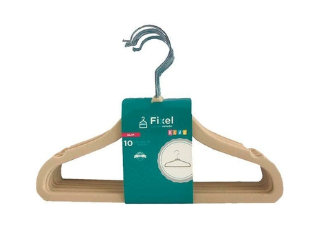 Cabide de Veludo Kids Infantil Bege - Cx 10 Unid - 29,5 x 20 cm