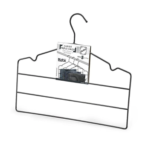 Cabide Triplo Para Calça PRETO 36 x 30 cm