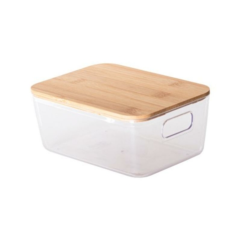 Cesto Organizador Tampa Bambu Idealle Eco 19 X 13 X 8 Cm