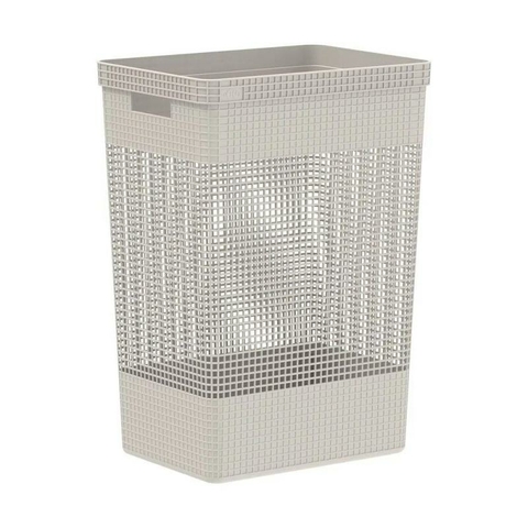 Cesto De Roupas Grid Sem Tampa 49 Litros fechado bege