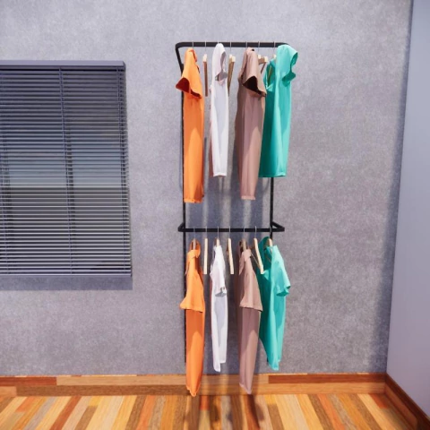 Kit Closet Aramado 0,60 x 2,00 mt 2 Cabideiros Preto