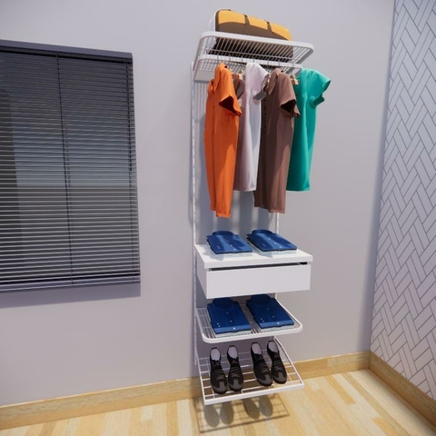 Kit Closet Aramado 0,60 x 2,00 mt 1 Gaveteiro Branco
