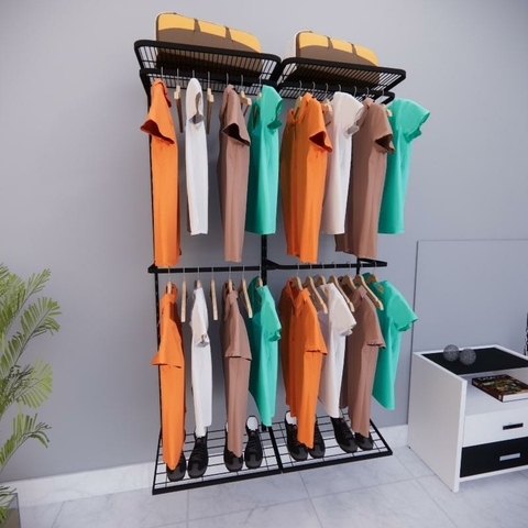 Kit Closet Aramado 1,20 x 2,0 mt Prateleira Sapateira Preto