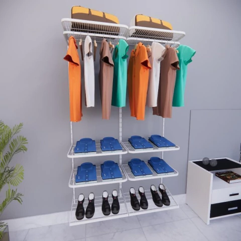 Kit Closet Aramado 1,20 x 2,00 mt 6 Prateleiras Branco