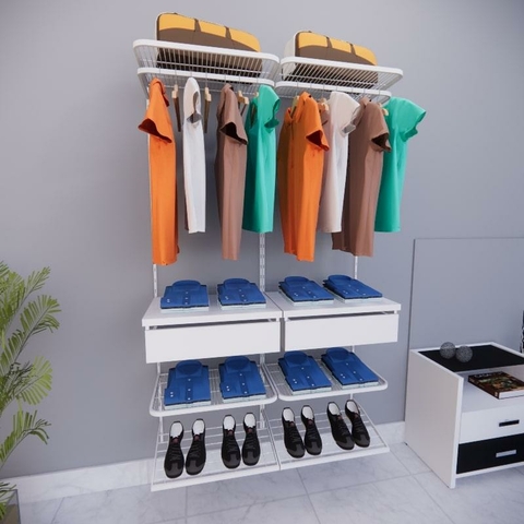 Kit Closet Aramado 1,20 x 2,00 mt 2 Gaveteiros Branco